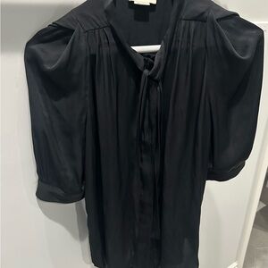 Zadig and Voltaire short sleeve silk front tie blouse, black, XS